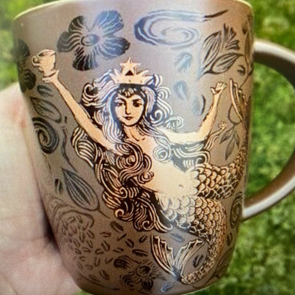 Starbucks 2011 Split Tail Mermaid Copper Siren Coffee Mug 12 oz Bone China NWOT - Picture 4 of 9